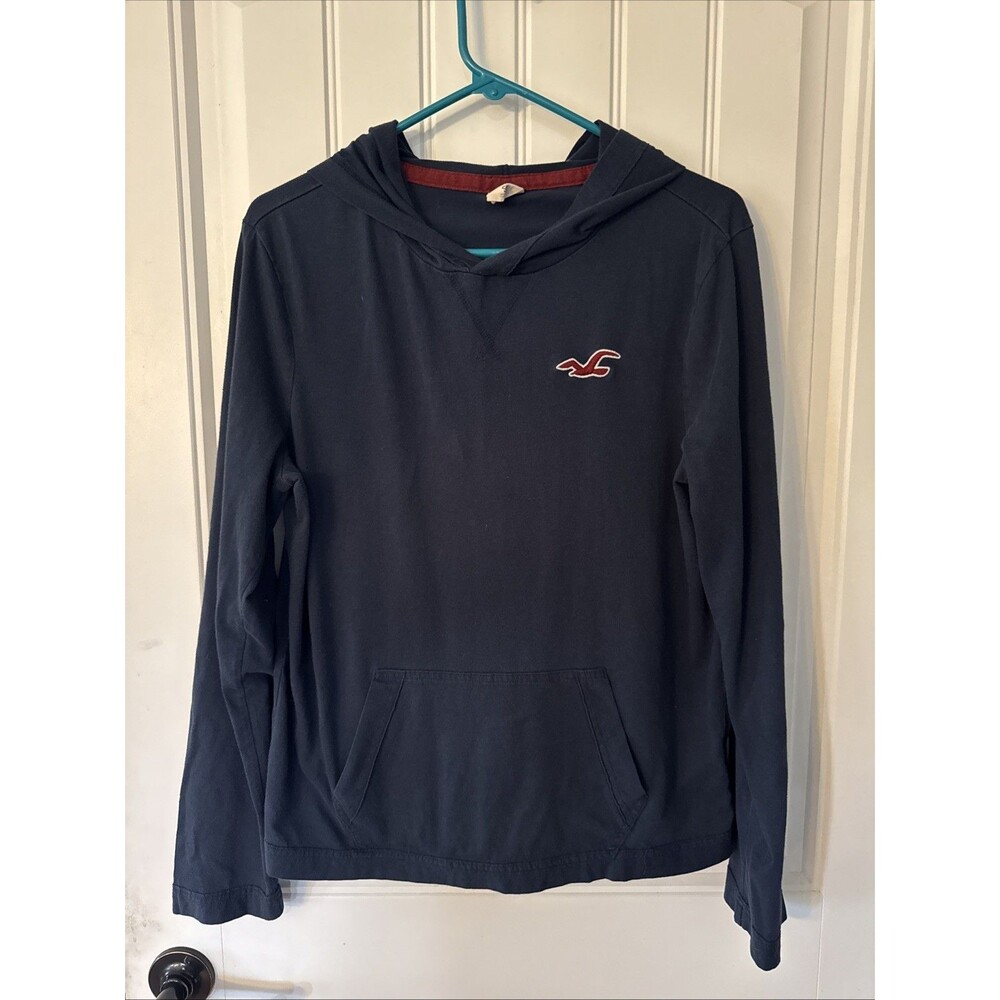 HOLLISTER California dark blue lightweight hoodie T Shirt ADULT size Small